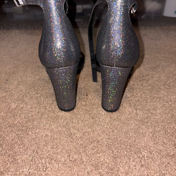 Madden Girl Holographic Glitter Ankle-Strap Heels - Black Multi - Picture 5 of 7